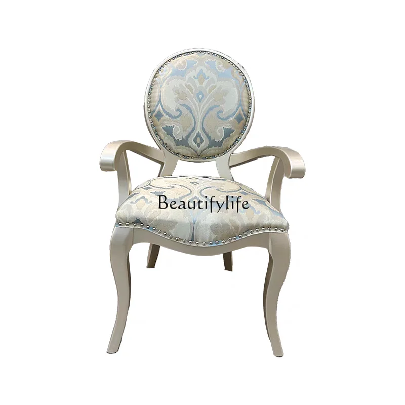 

French solid wood embroidered leisure chair European luxury fabric sofa chair single chair