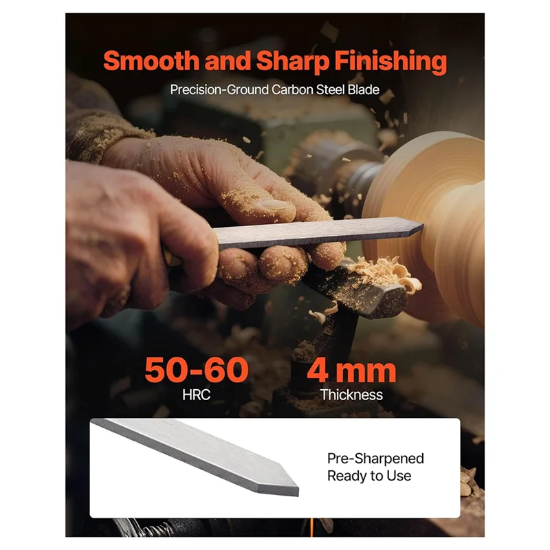 ABGE-For Woodworking For Wood Lathe Chisel Set-8PCS Carbon Steel Blade Tools Including Skew, Gouge, Spear Point