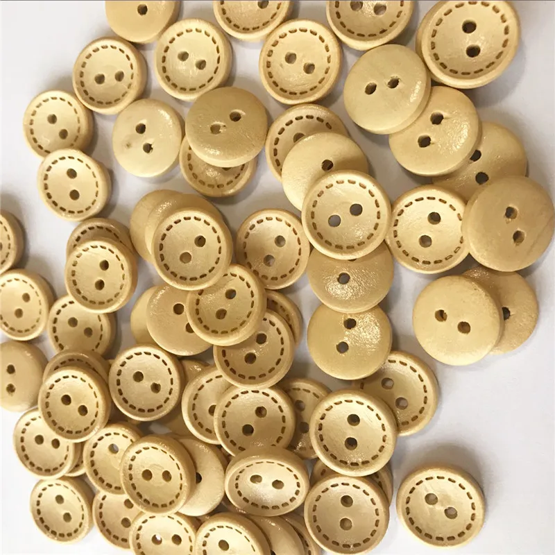 

50PCS/100PCS 15mm raw wood color 2-hole wooden buttons children's clothes DIY Handmade Crafts Scrapbook Embellishments