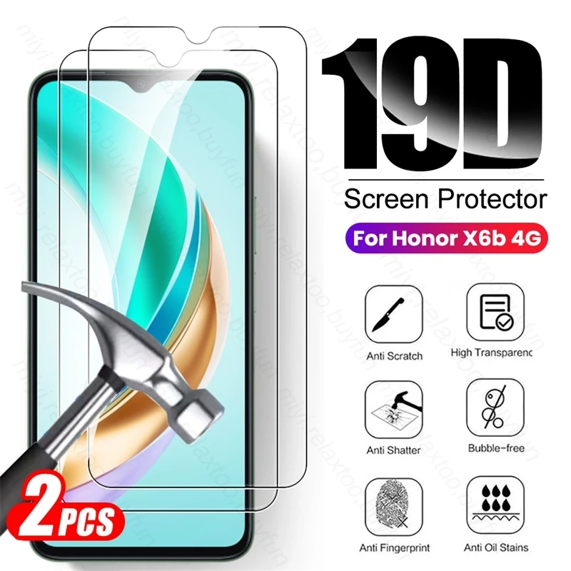 Honer Hoanr X6b 4G Case 2PCS 9H Tempered Glass For Honor X6b HonorX6b 4G 2024 JDY-LX1, JDY-LX2 6.5