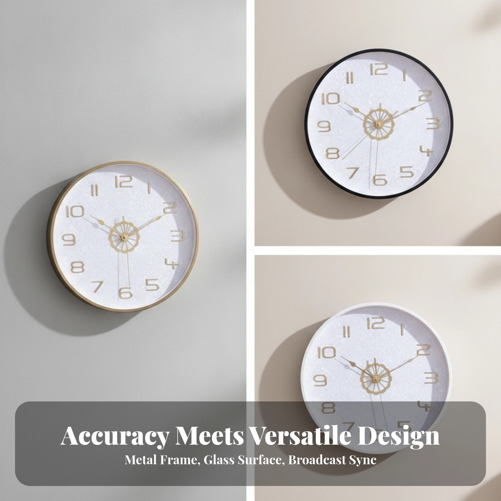 Wall Clock with LED Light Self-Setting Analog Wall Clock Battery-Operated Accurate for Living Room, Office