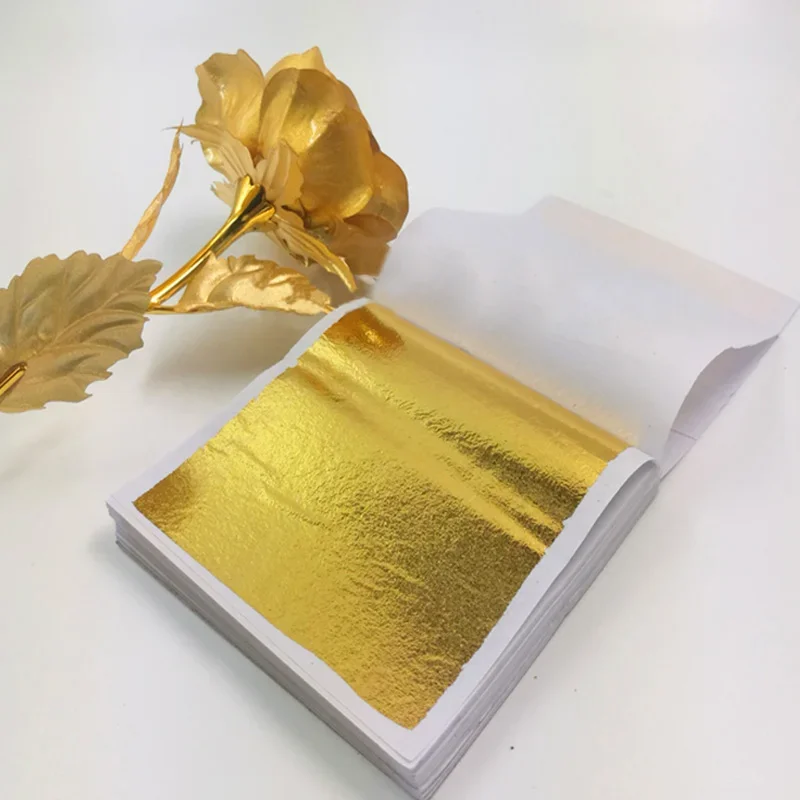 

9 * 9cm 100/200 sheets of imitation gold and silver foil DIY art birthday party wedding cake dessert wall decoration