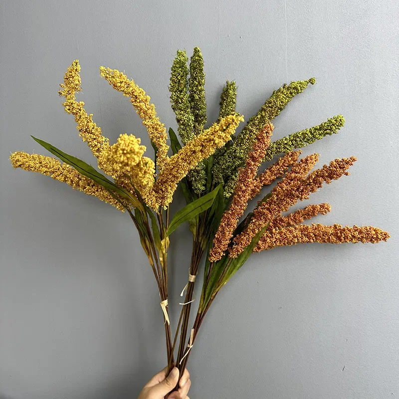 Simulation Grain Ear Bouquet Plastic Green Plants Floral Shopping Mall Decoration Fake Flowers Artificial Wheat Ears Plant