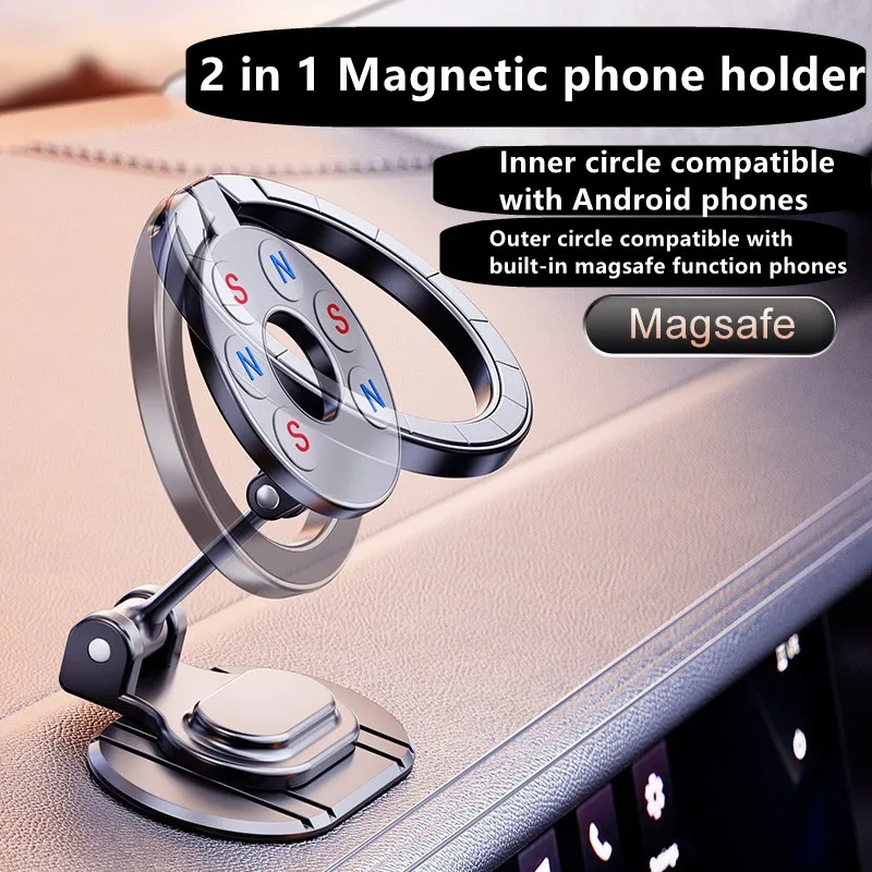 Mcseff Double Magnet Dashboard Ultra Magnetic Car Phone Holder-For All Cell Phones Navigation Cradle For Magsafe Tesla Macsafe