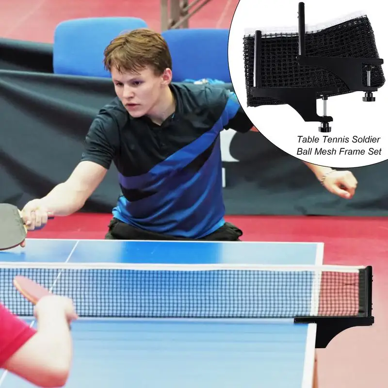 Ping Pong Table Net Type Metal Ping Pong Net Clamps Frame Removable Anti Slip Sturdy Net Frame With Mesh For Table Tennis Ping