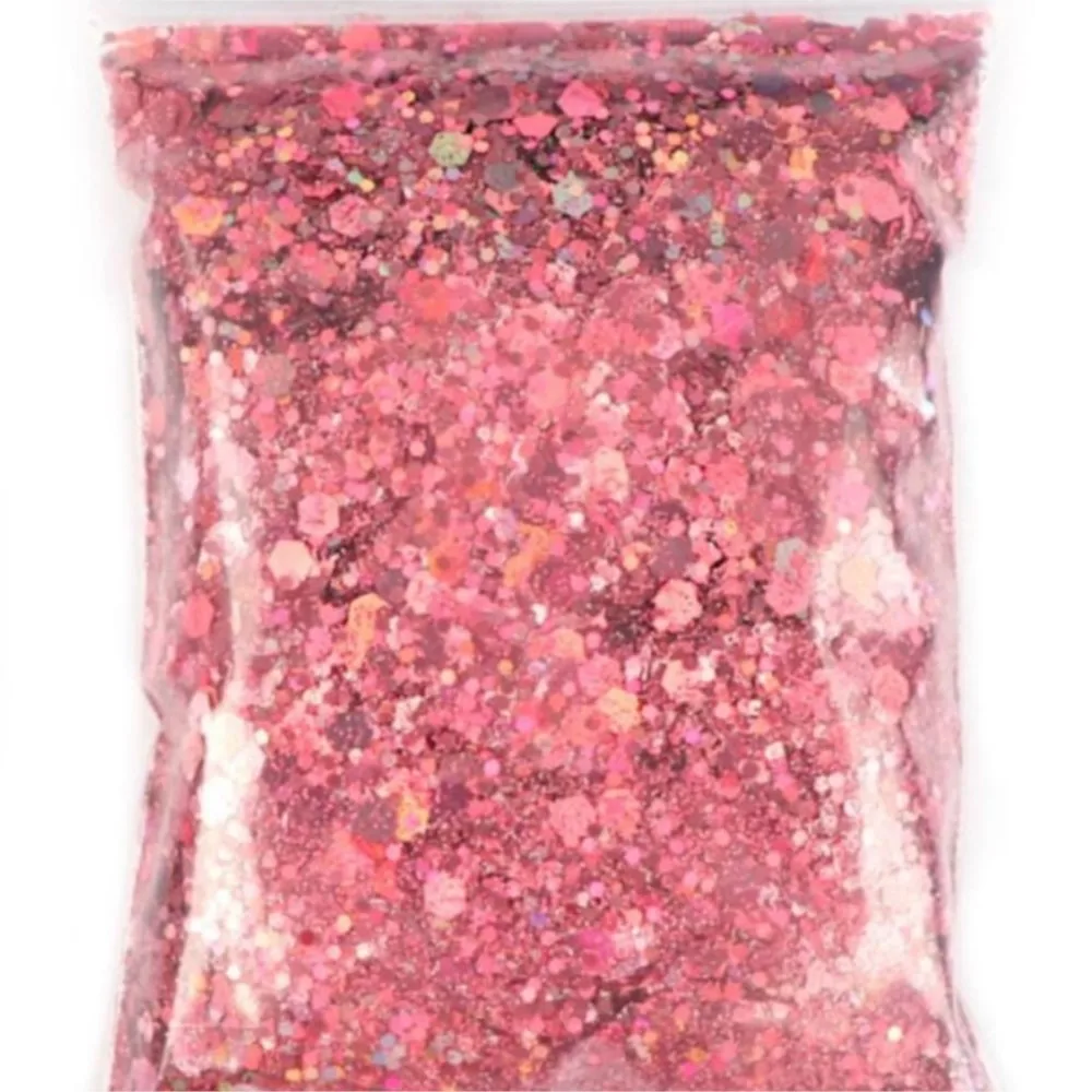 50G holographique mixte hexagone forme gros ongles paillettes Laser argent brillant paillettes flocons tranches manucure ongles Art décoration