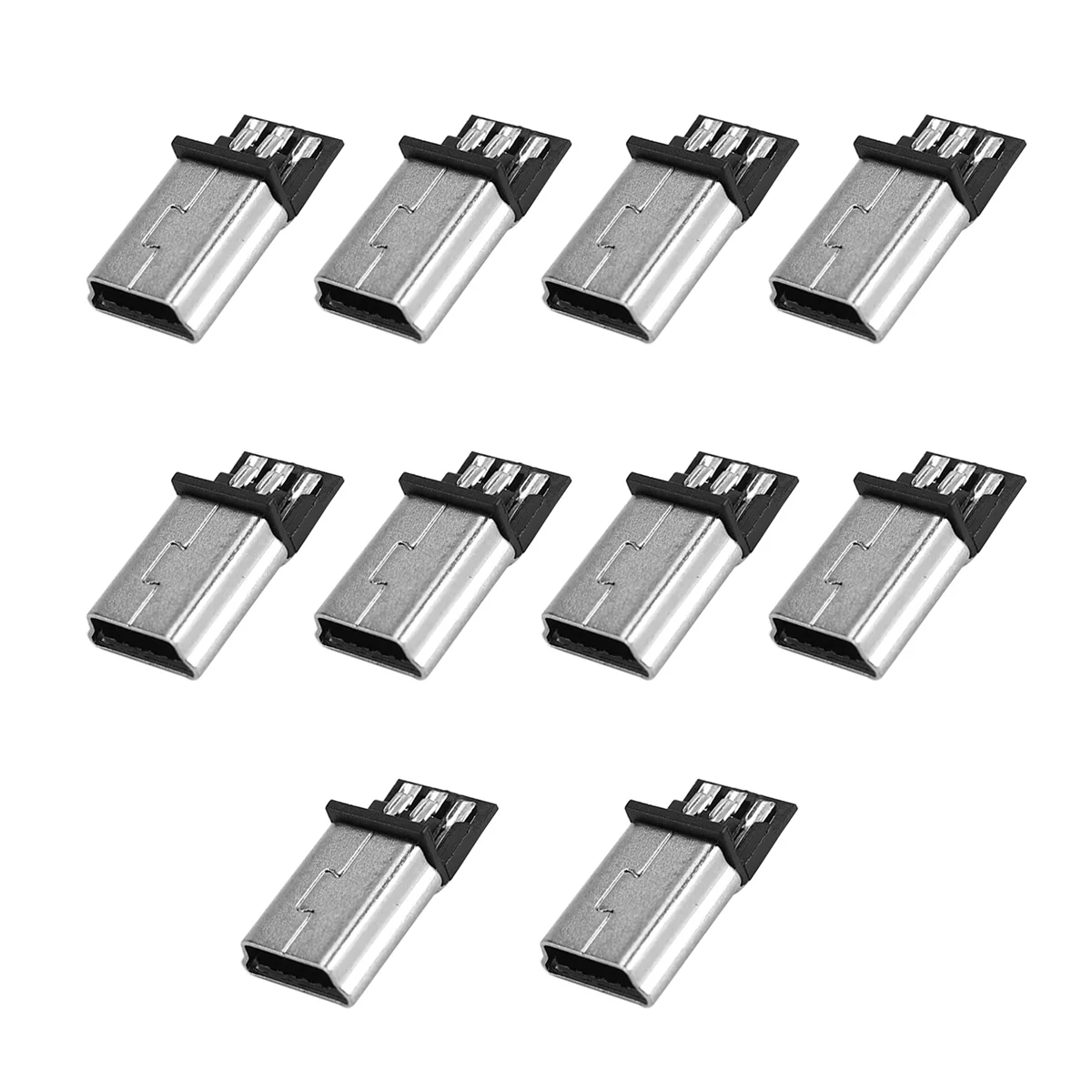 T36C 10 Pcs Mini USB 5 Pin Male Plug DIY SMT Connector Silver Tone Dark Gray