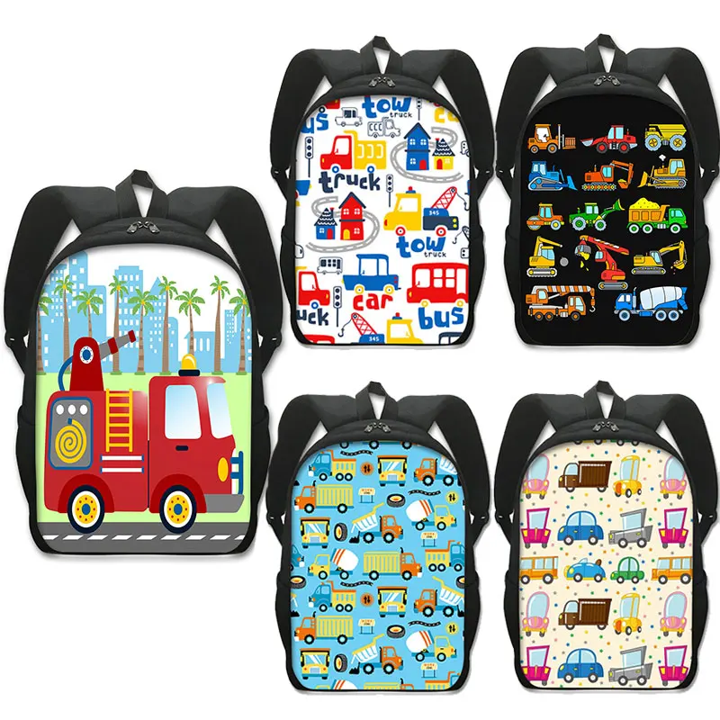 

16-дюймовый мультяшный инженерный автомобиль, экскаватор, рюкзак для подростков, бульдозер, пожарная машина, школьные сумки, большие вместительные сумки для книг