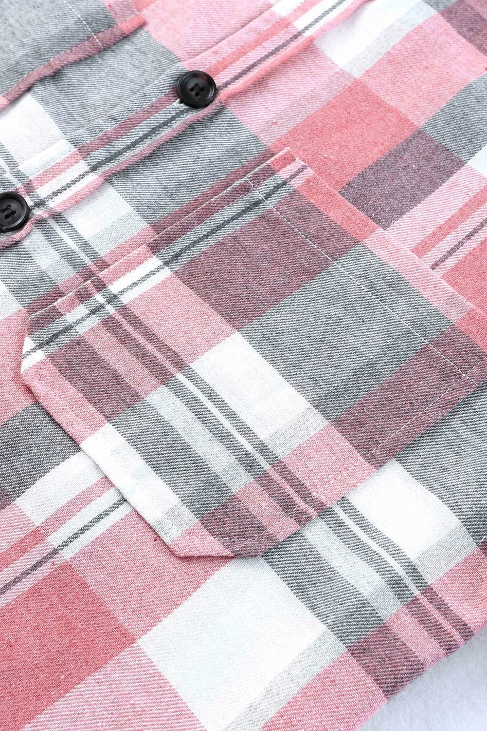 Women Lapel Plaid Button Down Shirt Long Sleeve Oversized Pocket Loose Casual Checkered Blouse Jacket view 6