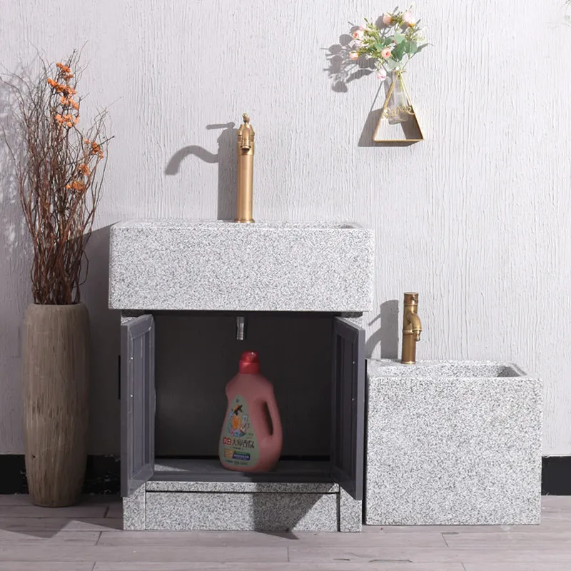 Outdoor outdoor console, courtyard, garden, washbasin, sink, marble integrated vegetable basin, integrated balcony