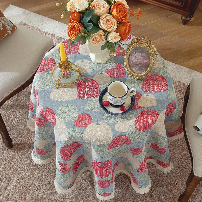 

Роскошная скатерть в подарок в пасторальном стиле, жаккардовая толстая скатерть для кемпинга, Хэллоуин, тыква, отель, ресторан, Advanced Sense Light