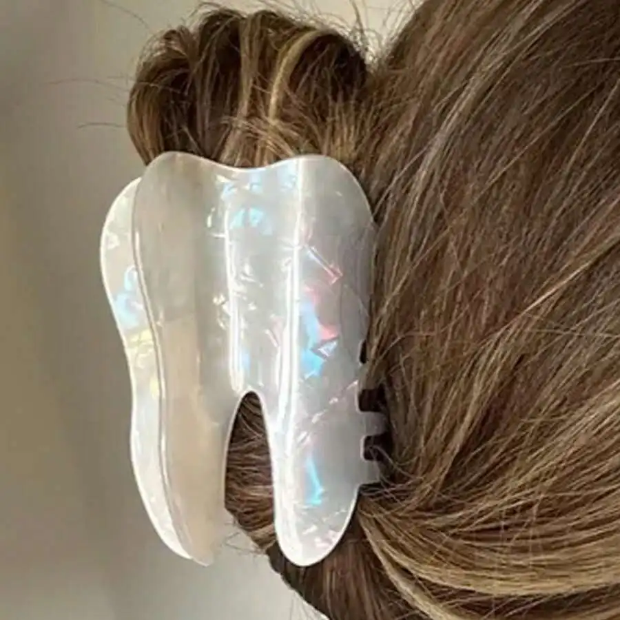 

Tooth Shaped Acetate Hair Claw Clip For Women Novelty Fashion Accessory