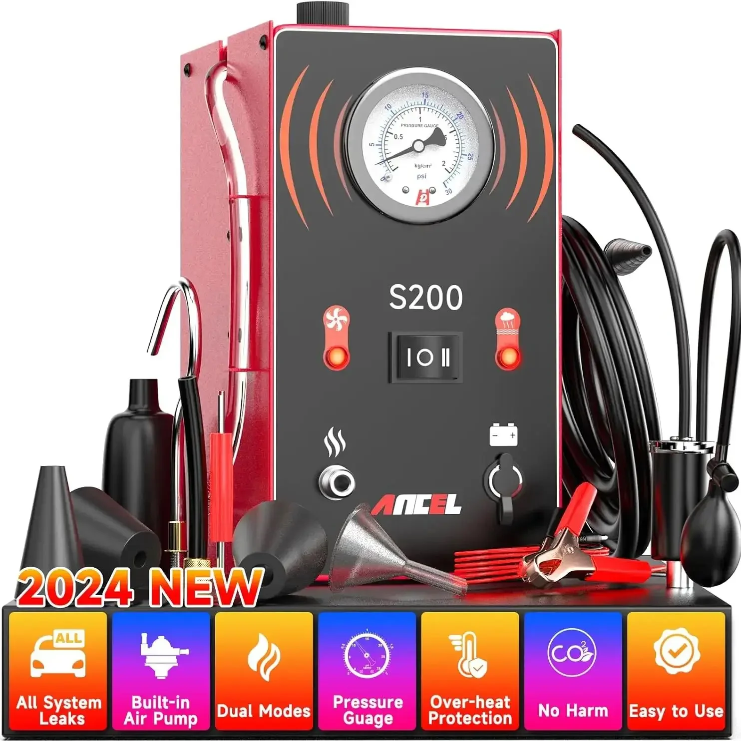 

ANCEL S200 Smoke Leak Detector Automotive EVAP Oil Pipe Smoking Generator Gas Leakage Analyzer Tester Car Diagnostic Tool