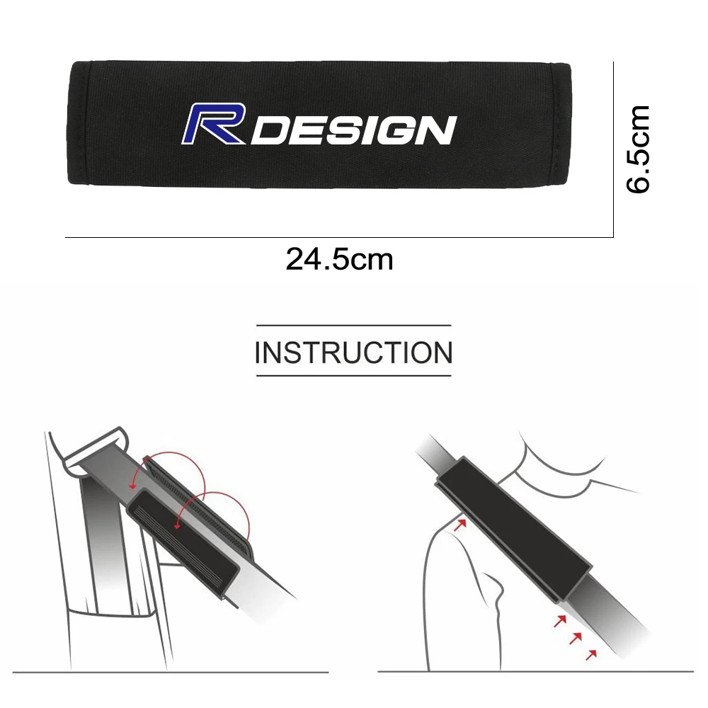 자동차 시트 어깨 벨트 패드, 볼보 R 디자인 RDesign V40 C30 V50 S60 XC60 XC90 XC40 V60 S40 XC70 C70 C40 S70 자동차 액세서리