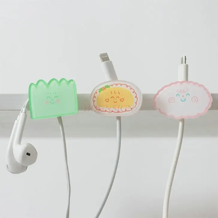 

3 шт. органайзер для кабеля для передачи данных, концентратор, наушники, хранилище для фруктов, кабельный концентратор с милым мультяшным рисунком, упаковка для рабочего стола, организация и хранение