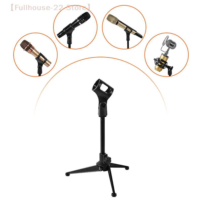 【MAX-22】Adjustable Microphone Stand Desktop Tripod Mini Portable Mic Stand Holder Mic Clip Holder Bracket Lightweight