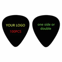 100pcs Doube Sides Printed On Black Picks High quality Personalized Logo Customize Celluloid Guitar Picks