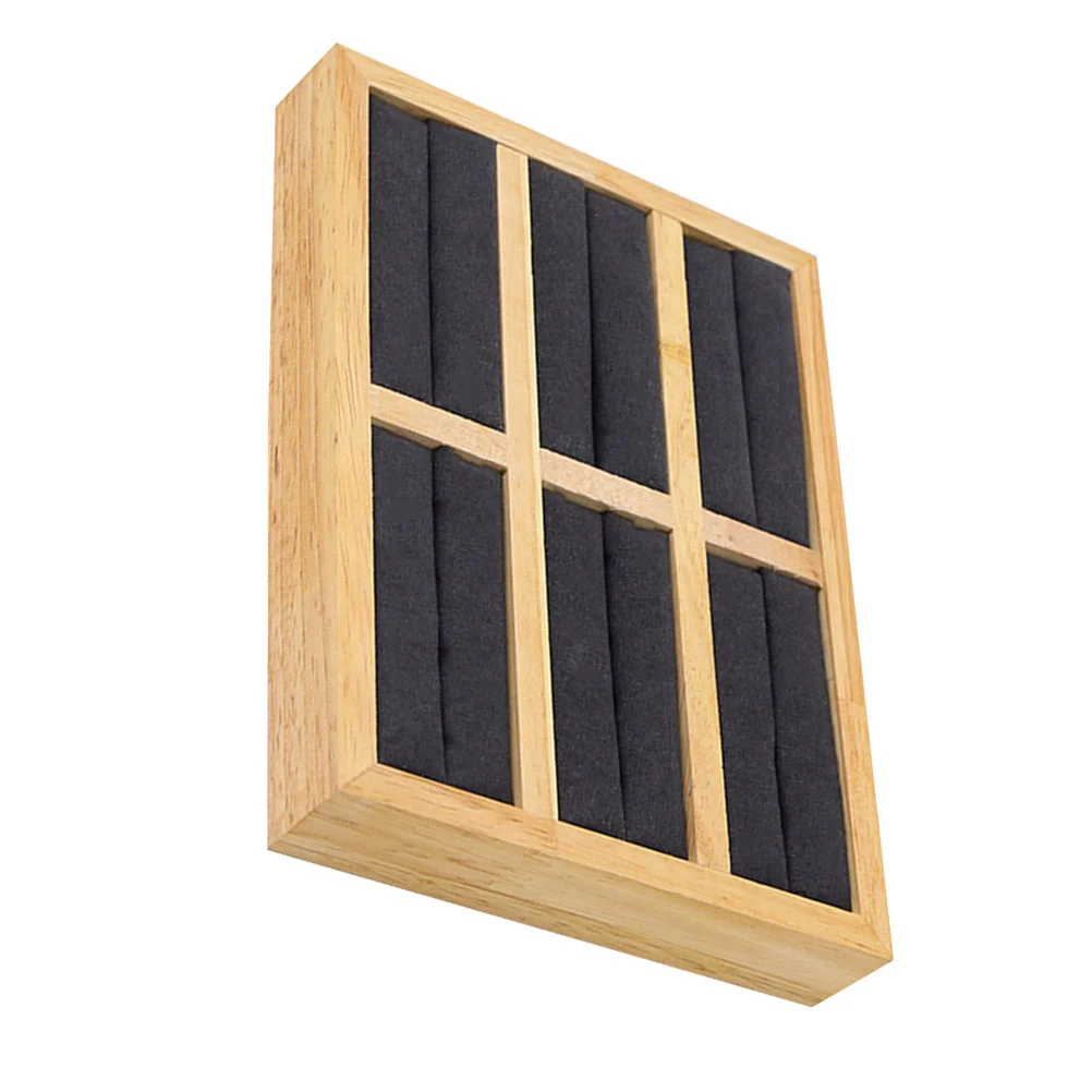 

1 шт. деревянная коробка для хранения ювелирных изделий, органайзер для колец, 6-сеточная витрина для магазина, спальни, темно-серая деревянная коробка для хранения ювелирных изделий