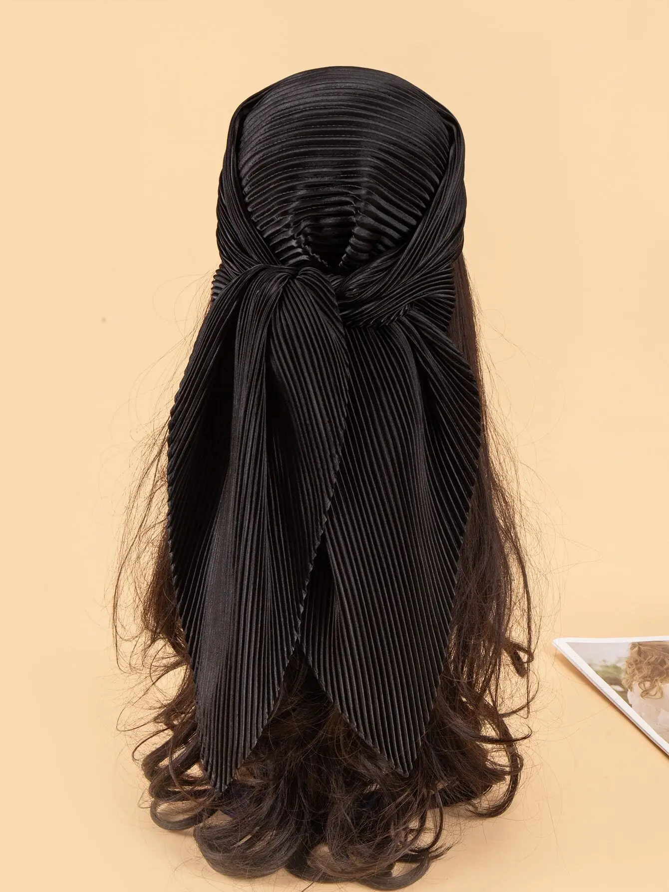 

1Pc Solid Pleated Satin Scarf Multifunctional Women Headscarf Bandana Hair Band Stylish Daily Accessory