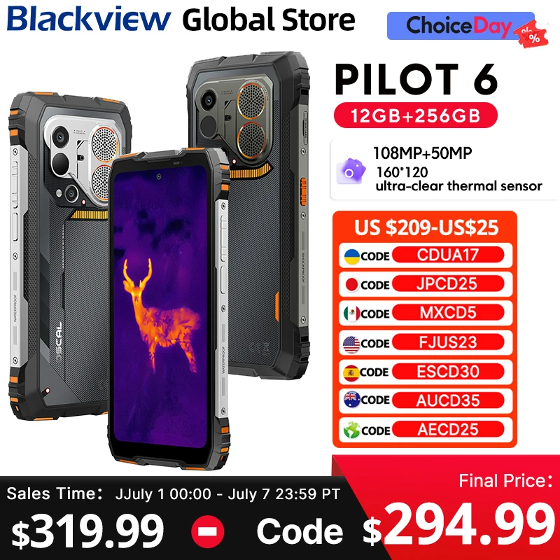 New Blackview Oscal Pilot 6 Rugged Phone 6.78-inch 2.4K 120Hz Display Thermal imaging 4.5W 98dB Speaker 10000mAh Cellphone