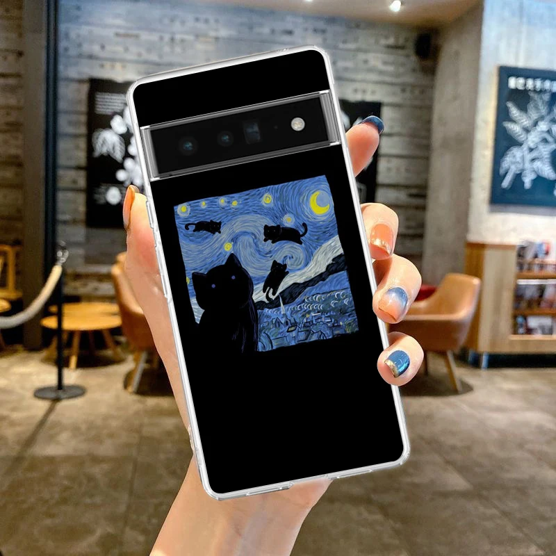 Cartoon Cat Phone Case Cover for Google Pixel 9 8 7 6 5 4 XL Shockproof Silicone 7A 6A 5A 4A 3A XL Pro 5G Transparent Shell Bags