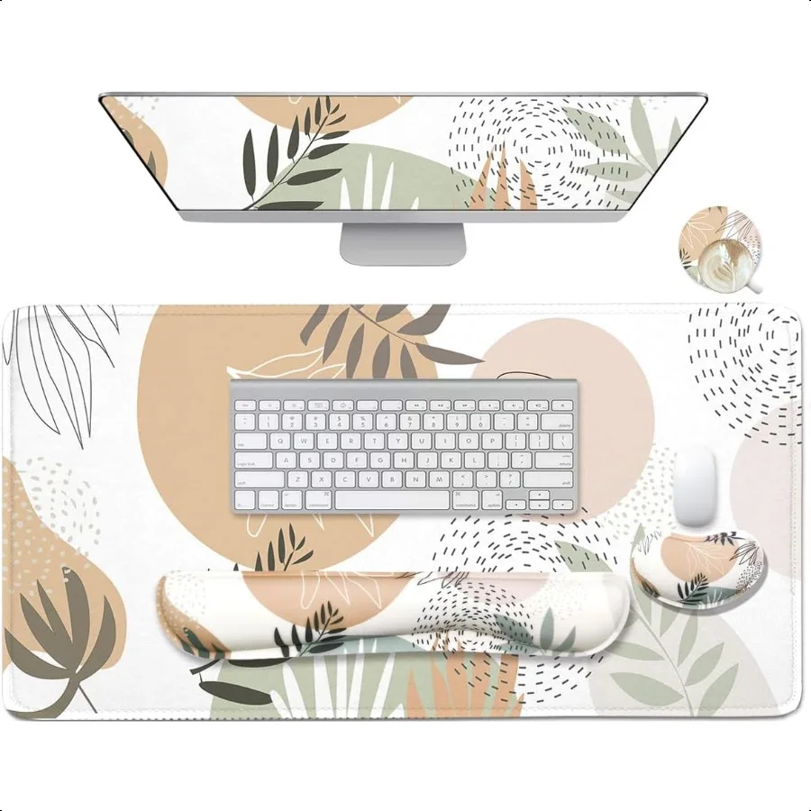 

4in1 Large Mouse Pad Keyboard Wrist Rest Pad Wrist port Mousepad Set Extended Desk Pad Waterproof Desk Mat for Home Office Stud