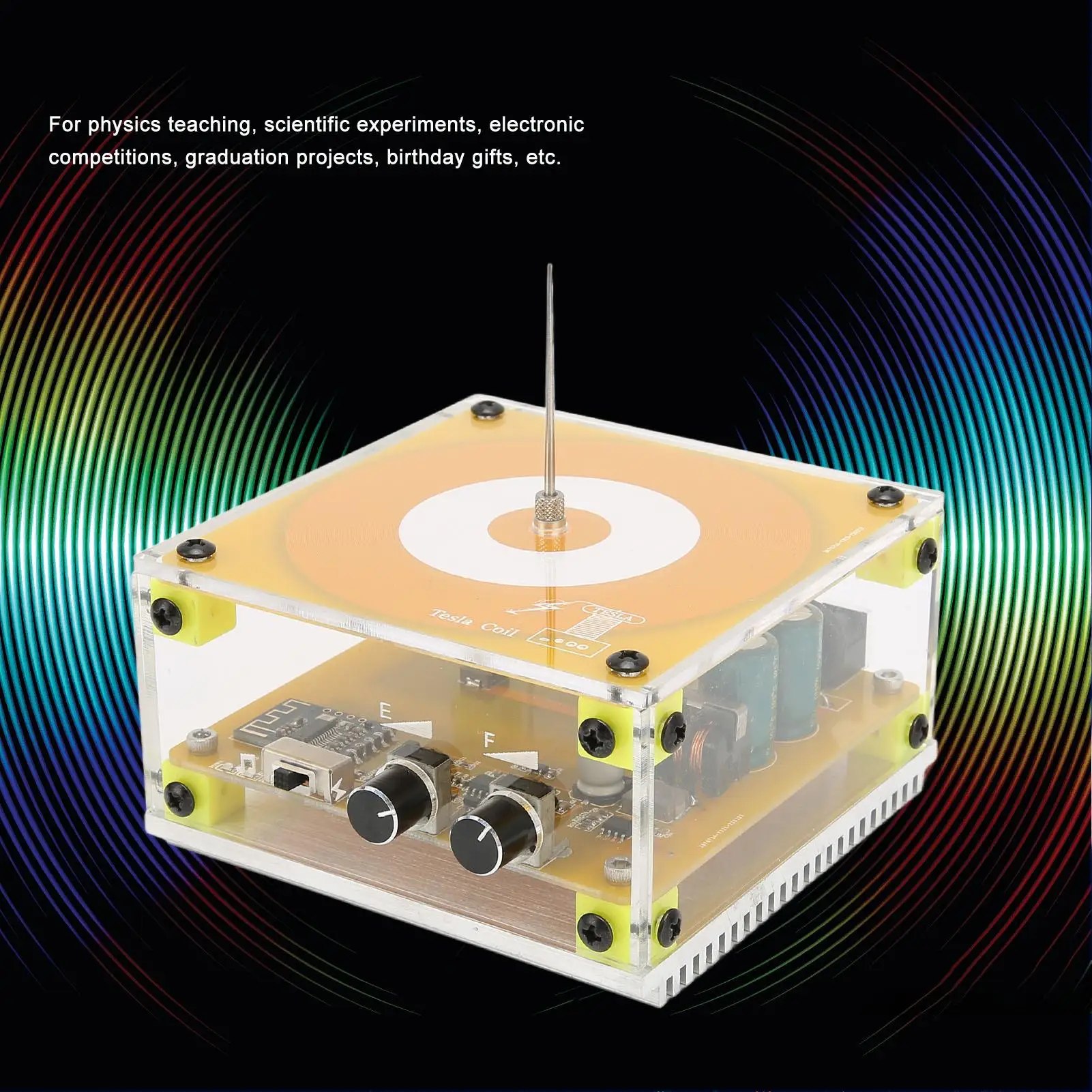 Alto-falante de plasma de bobina Tesla sem fio com controle de toque e luz - para presente de ajuda de ensino 100-240V