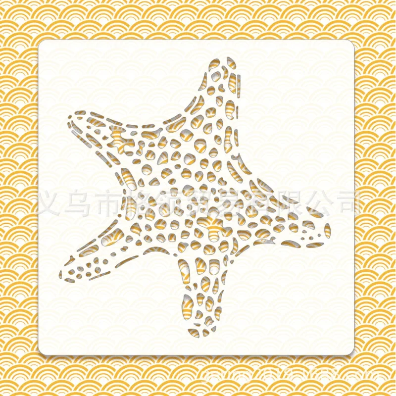 1Pc 13*13cm White PET Marine Animal Series Hollow Stencils Scrapbooking Wall Poster Graffiti Spray Paint Painting Coloring Mold
