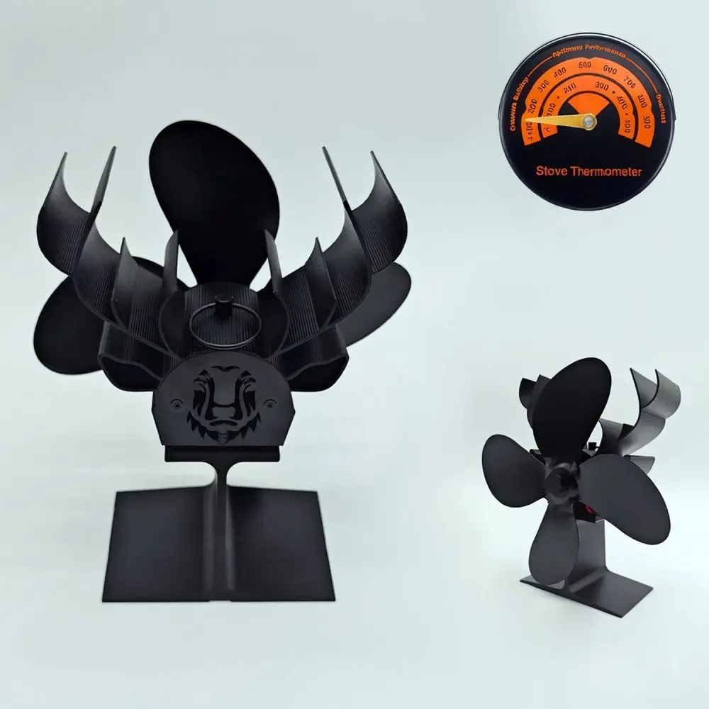 Eco Friendly Thermal Stove Fan Includes Unique Elk Design Metal Blower For Wood Burning Fireplace Performance