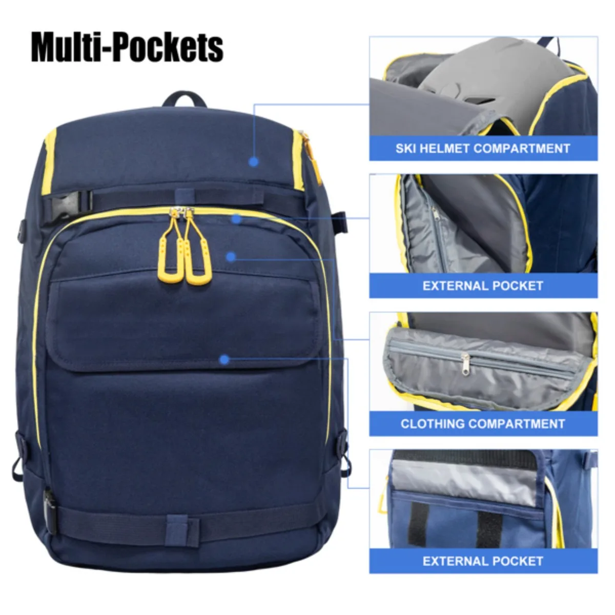 

50L Ski Boot Backpack Bag Durable Ski Boot Travel Backpack for Ski Gear Helmet Goggles Gloves Skis Snowboard