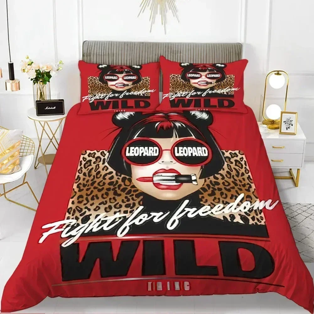 European and American Modern Trend Girly Bedding Set Duvet Cover Sheet Printed Pillowcase Full Queen King Size Comforter Bedroom