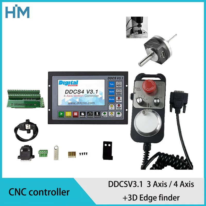 

New Ddcsv3.1 3/4 Axis Cnc Offline Controller Kit + V5 Anti-roll 3d Probe Finder Compatible With Mach3+6-axis Handwheel Mpg