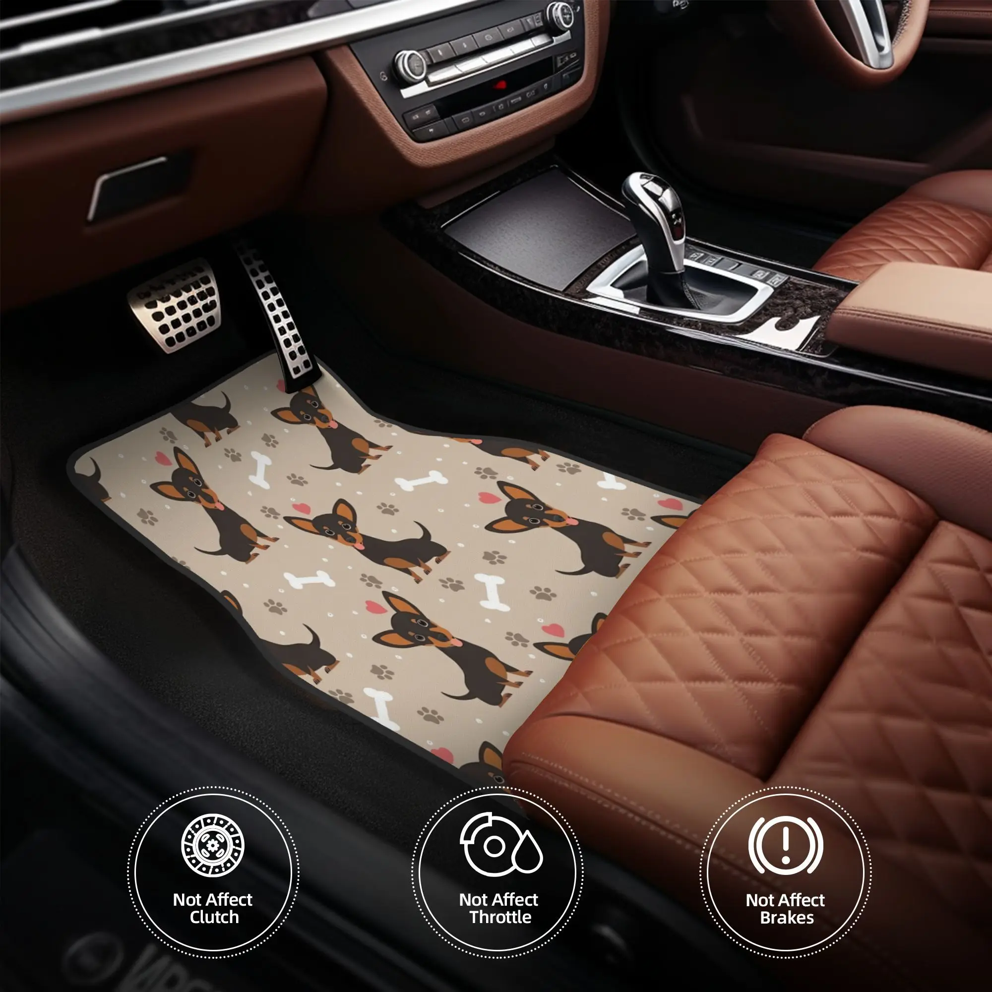 4pcs LOVE Black And Tan Chiweenie Dachshund Chihuahua Mix Floor Mats, Durable, Fit For Cars, Ideal Gift, Vehicle Interior Mats,