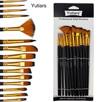 12pcs Nylon Bristle Brush Set Flat Brushes Watercolor Oil Paint For Artists Amateur And Acrylic Paintings Fabric Brushes