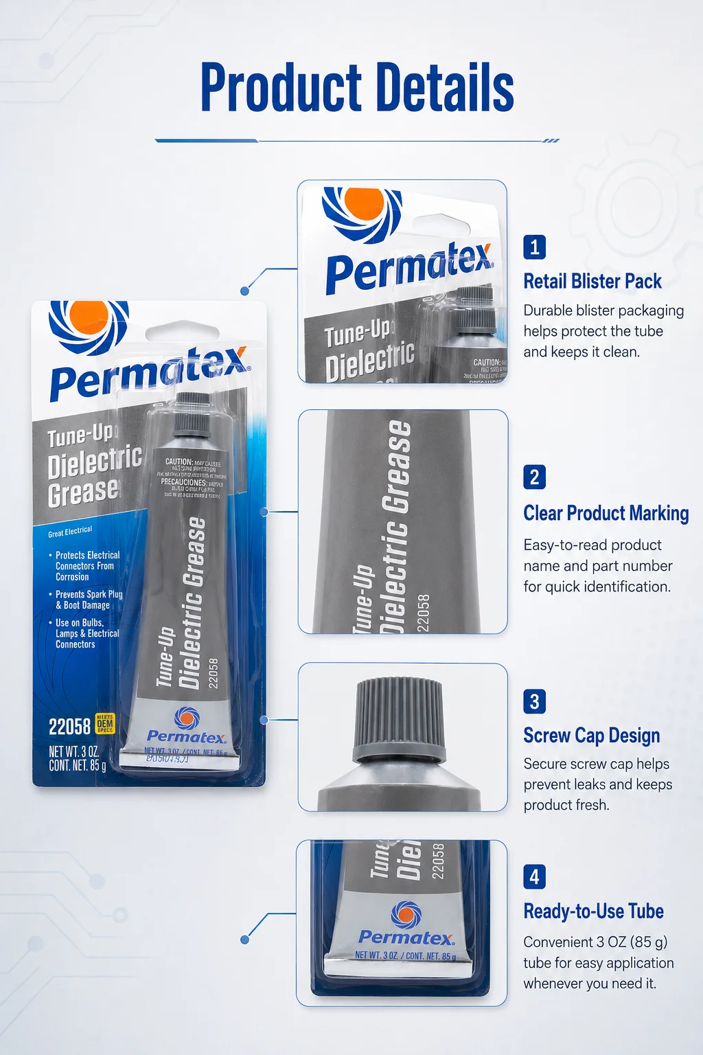 Permatex 22058 Dielektrisches Fett 3oz 85g Elektrischer Steckverbinder-Schutz Anti-Korrosionsmittel für Zündkerzenstecker Glühbirnen Auto – Detail 6