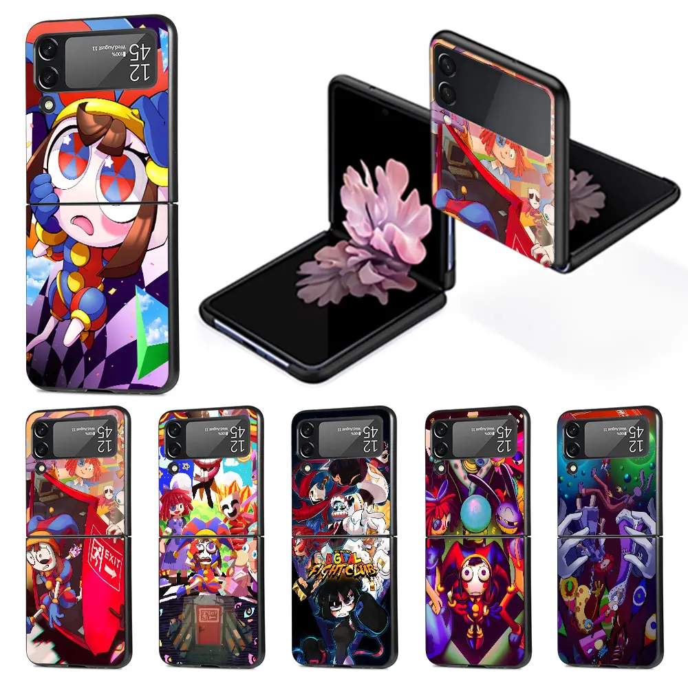 Pomni Amazing Digital Circus Case for Samsung Galaxy Z Flip4 Flip3 Black Cell Phone Cover Zflip4 Zflip3 Hard PC Fudna Flip 4 3