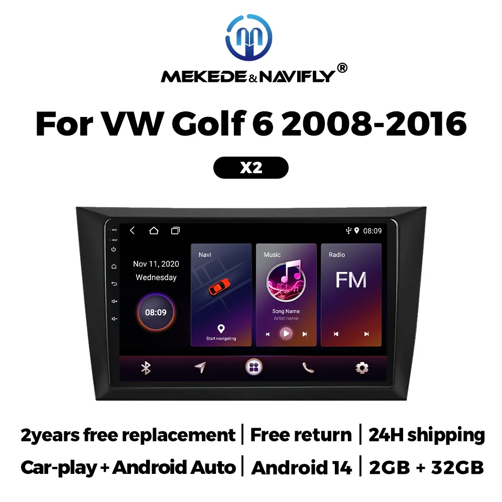 MEKEDE&NAVIFLY Android 14 For Volkswagen VW Golf 6 2008-2016 Car Stereo 2Din Autoradio Carplay Host unit 9