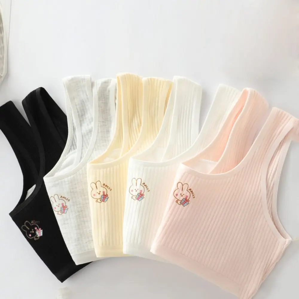 Cute Soft Children's Underwear Rabbit Colorfast Double Layer Vest Average Size Comfort Vest for Pupils Girl