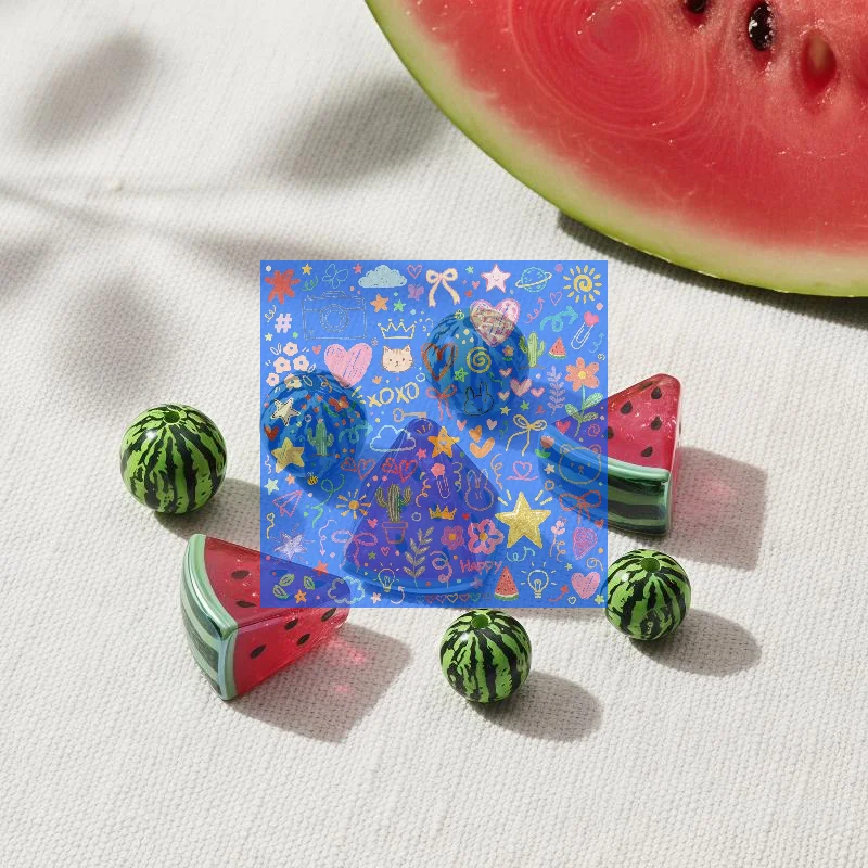5Pcs Watermelon Shaped Acrylic Beads Red Green Loose Spaced Beads For Keychains Bracelet Making DIY Jewelry Accessories