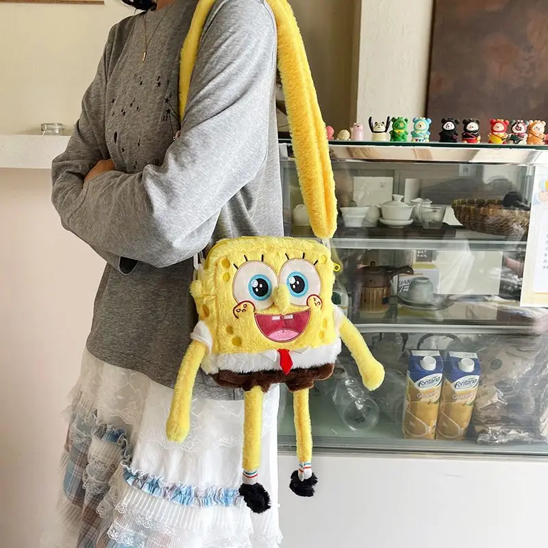 Cute SpongeBob Plush Bag - Portable Crossbody Purse for Travel & Daily Use, Cartoon Design, Great Gift for Girls & Anime Lovers