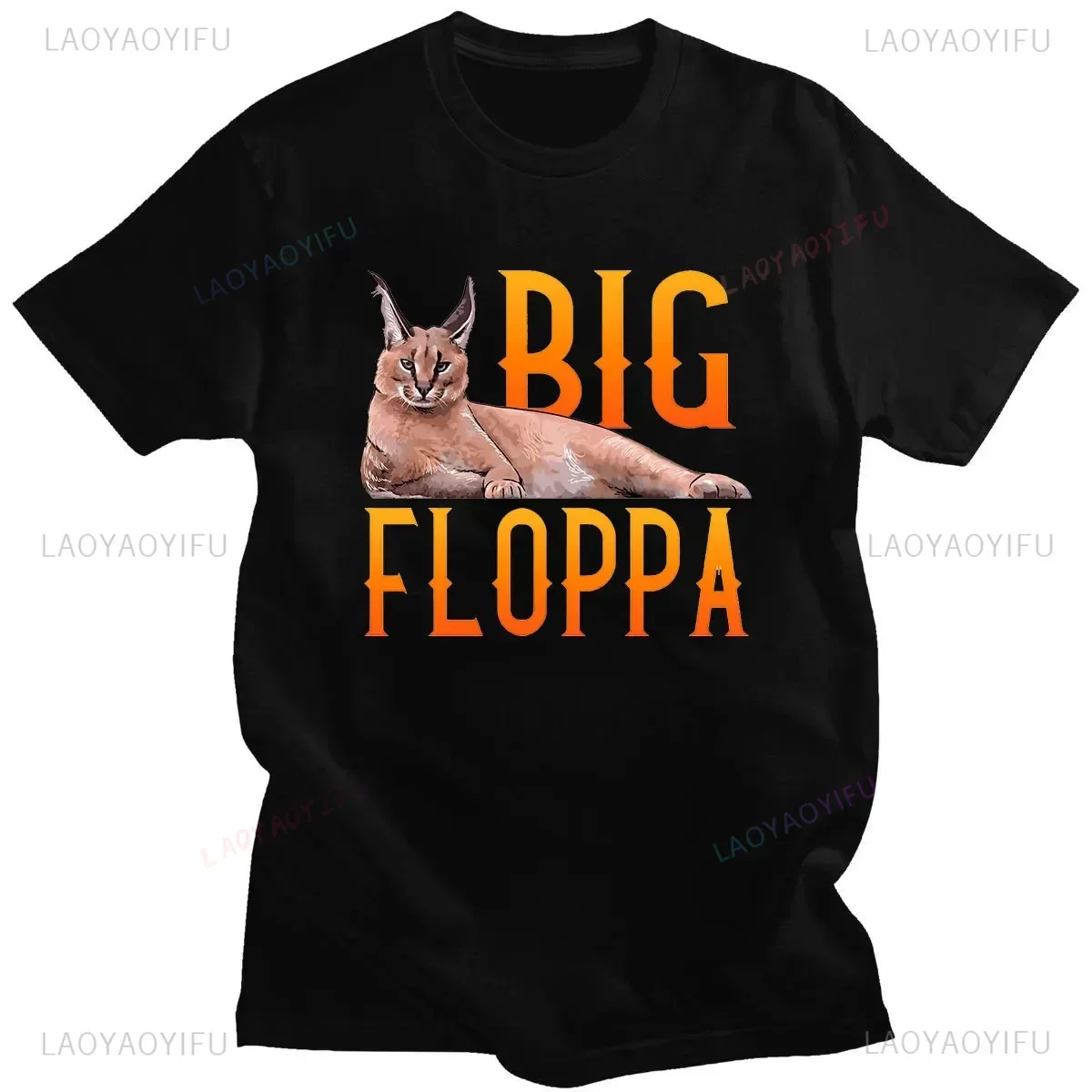 Couple Hip-pop T-Shirt Popular Couple Wear Big Floppa Meme Women Men Comfortable Breathable Tees Kawaii Caracal Cat Print