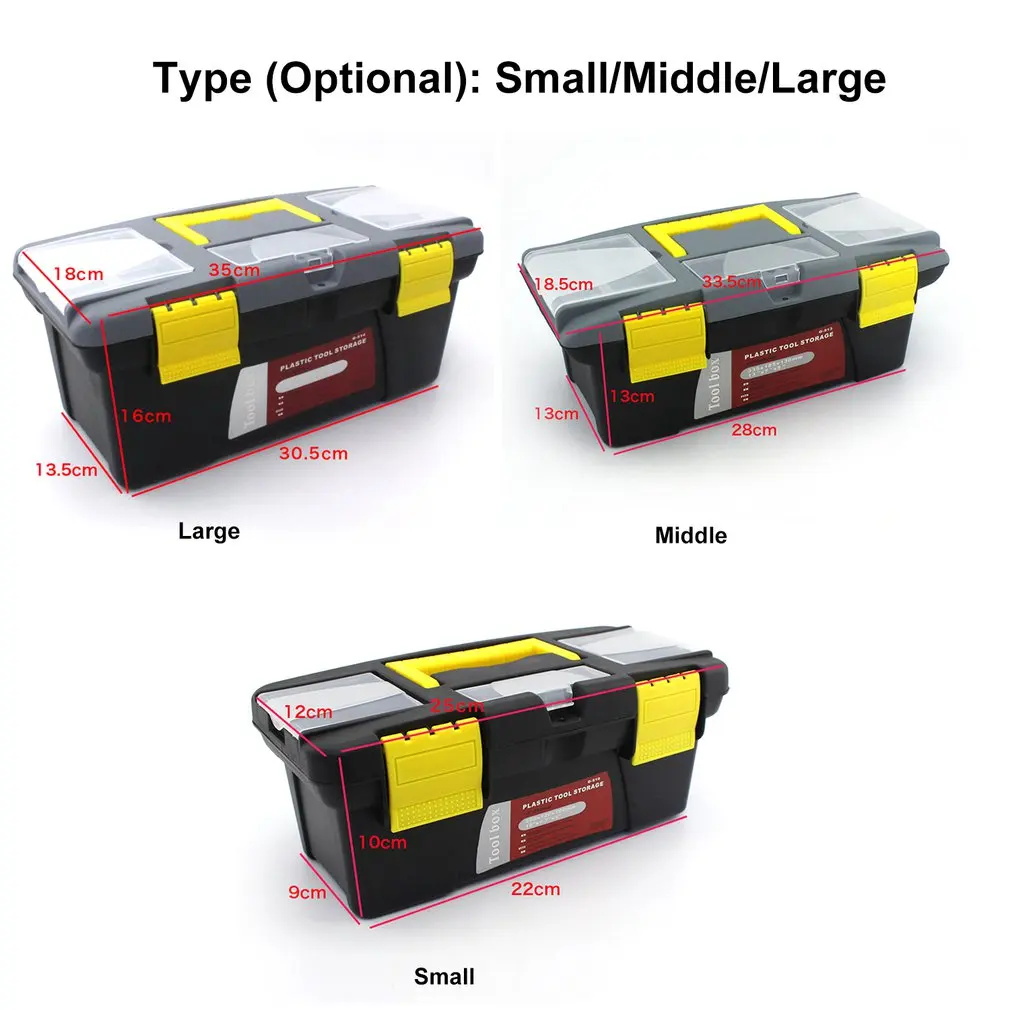 S/M/L Portable Plastic Hardware Toolbox Household Multifunction Maintenance Toolbox Car Storage Box Anti-Fall Box Tool Case