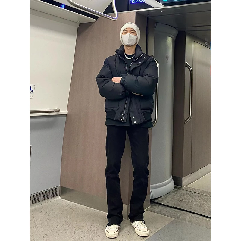 

Bla Fce Lined Thiened Jeans Men's Winter Faion Straight Leg Casual Long Trousers Wear Resistant Youth ular Sle