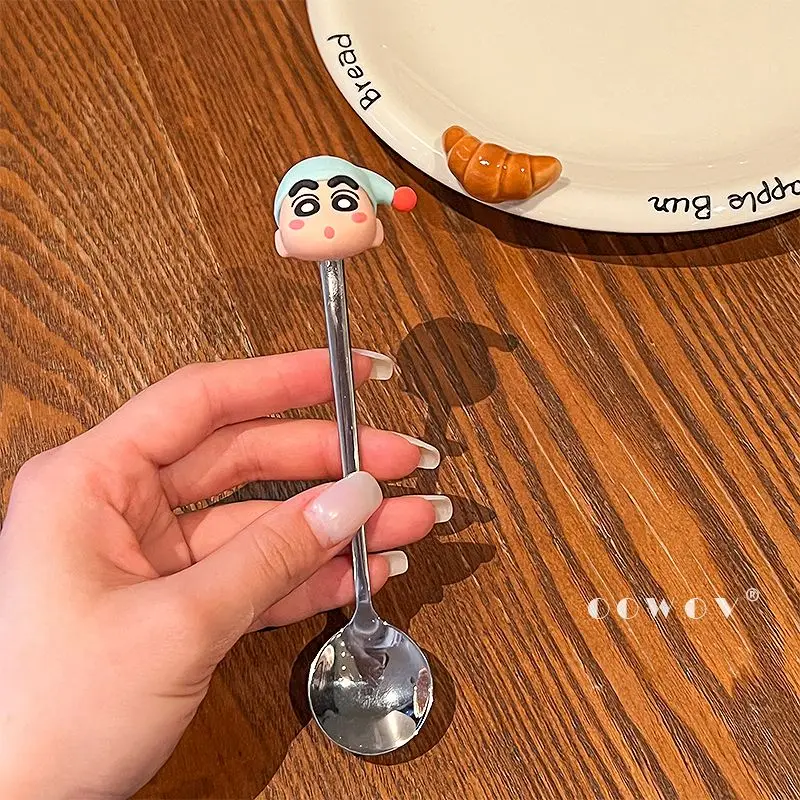 

New Crayon Shin chan 304 stainless steel cartoon cute children's spoon baby rice spoon handle spoon soup spoon Gifts for Kids