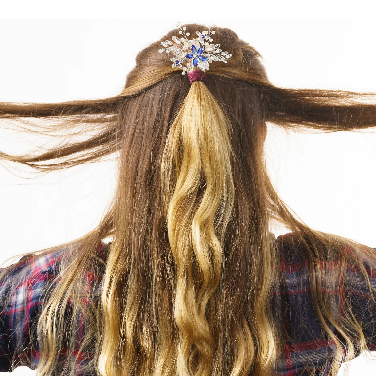 Bride Rhinestone Flower Hair Comb Elegant Bridal Headpiece Wedding Hair Accessories Silver Flower Comb Bride Headdress