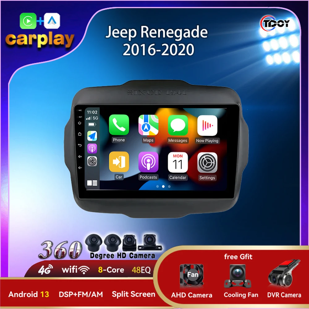

Car Radio 2Din Android For Jeep Renegade 2016-2020 Carplay Android Auto Wireless Bluetooth Car Video DSP Subwoofer Car Stereo 4G