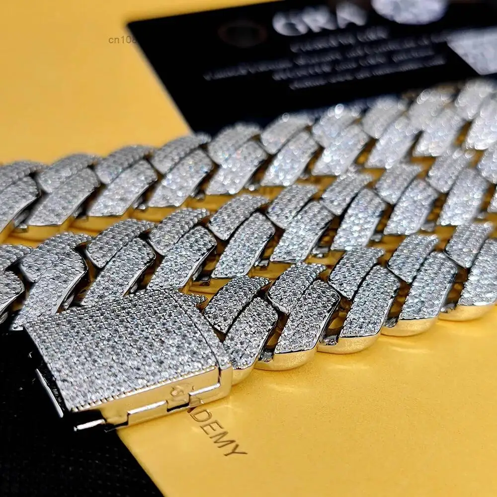 Fashion 20mm Hip Hop Jewelry D Color Vvs1 Diamond Moissanite Cuban Link Bracelet 925 Silver Cuban Link Chain Fashion Bracelet Fo