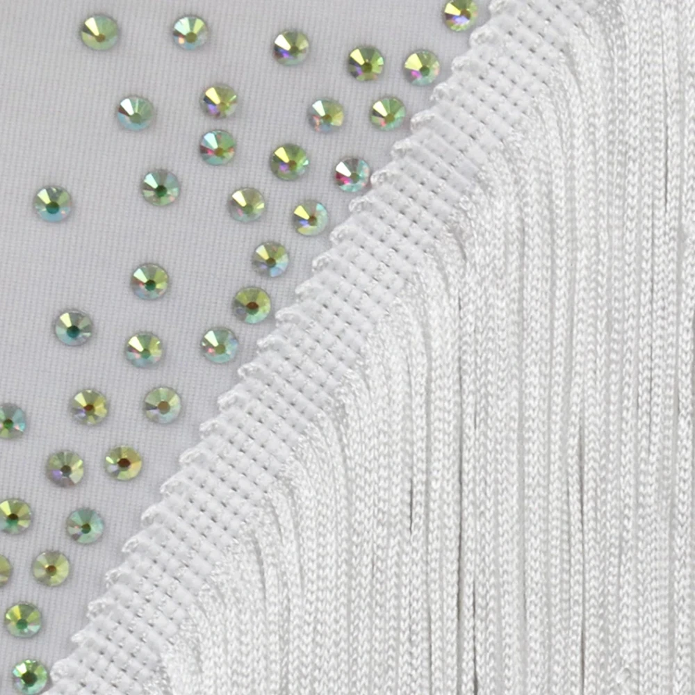 Latin Dance Kleidung Bühnenkostüme Damen Kleid Ballsaal Praxis Sexy Prom Outfit Mädchen Quaste Weiße Röcke Party eleganter Anzug