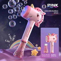 Unicorn electric bubble gun, toy bubble machine, automatic soap blower with lights,Christmas party games, children's gifts