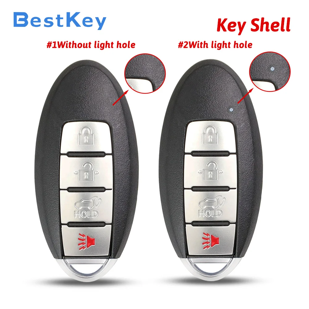 Best Key Replacement Smart Fob Case 4 Button Hatch Empty Key Shell FCC KR5S180144014 for Nissan Pathfinder 2013‑2018